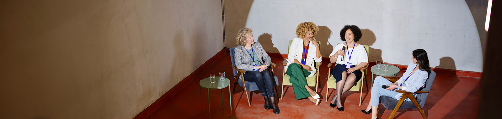 Panels of women discussing and representing the aim of The WOW Foundation to create a unified narrative for gender equity