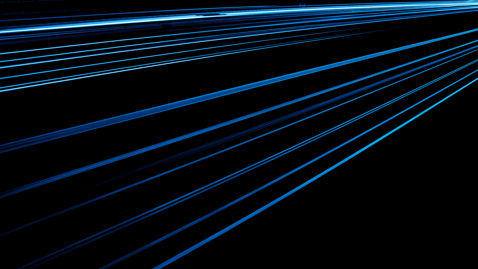 Diagonal electric-blue light streaks fan across a black background, forming a high-contrast abstract pattern.