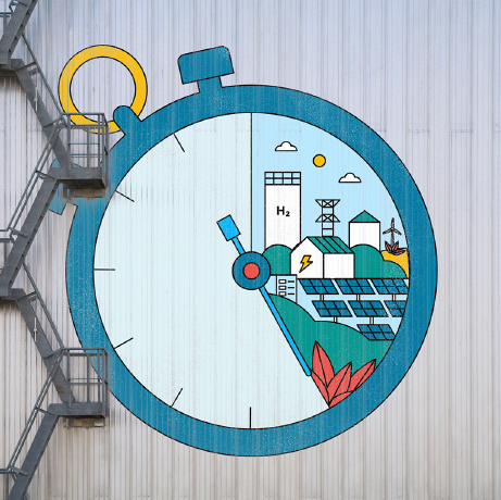 Illustration of a chronometer with solar power elements inside it.