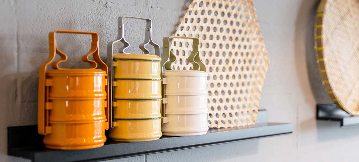 Three jars on a shelf